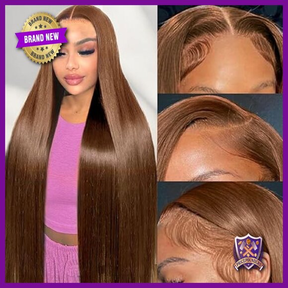 28 Inch Straight Human Hair Wig HD Lace Front Pre Plucked 180% Density main image 4